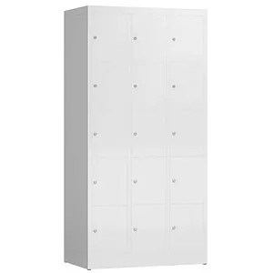 ClassiX Schließfachschrank X-520537, 15 Fächer, weiß - Schränke mit stabiler Stahlkonstruktion, 15 Fächer und Zylinderschloss für optimale Sicherheit. Ideal für Schulen und Büros, Lieferung komplett montiert.