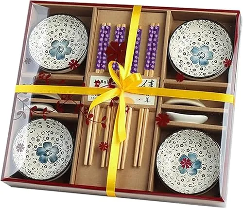 Sushi Set, Keramikbesteck Set Sushi Geschirr für Vier Personen Teller Essstäbchen Essstäbchenhalter