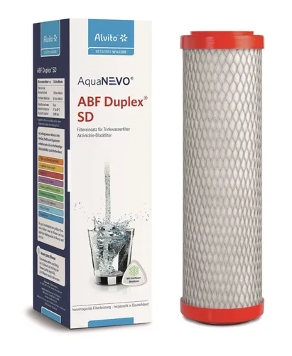 Alvito Ersatzfilter ABF Duplex SD Blockfilter - Wasserfilter, kompatibel mit Carbonit und Alvito, garantiert über 99,99 % Bakterienentfernung dank mikrofeiner Hohlfaser-Membran und hat eine Lebensdauer von 6 Monaten für sauberes Trinkwasser.