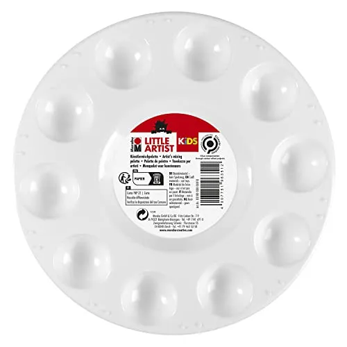 Marabu KiDS Little Artist, Künstler Mischpalette, Farbmischpalette mit 11 Farbfeldern, für Bastelmaterial und Künstlermalfarben, aus Kunststoff, 17 x 17 cm, Weiß, 0318000000010