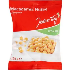 JedenTag Macadamianüsse ganze Nüsse, geröstet und gesalzen, 125g