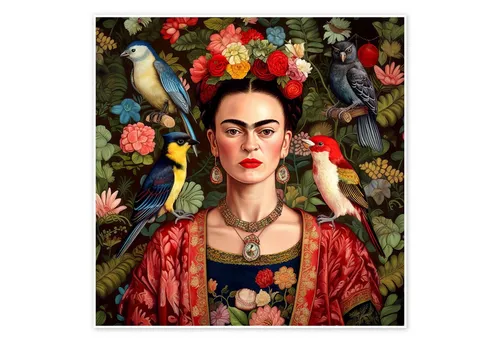 Produktbild Posterlounge Wandbild Frida Kahlo mit exotischen Vögeln