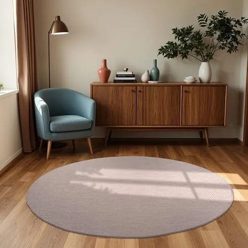 Paco Home Outdoor Teppich Flachgewebe Sisaloptik Modern Einfarbig meliert wetterfest & pflegeleicht Küchenteppich Ideal für Terrasse Balkon Garten, Grösse:120 cm Rund, Farbe:Pink