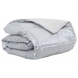 vidaXL Silberne Sommerdecke 220 x 155 cm aus Satin und Mikrofaser - Erlebe ultimativen Komfort mit der eleganten Sommerdecke aus Satin und Mikrofaser. Ideal für warme Nächte, atmungsaktiv und knitterfrei – für ein stets einladendes Bett.