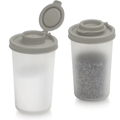 SIGNORAWARE Salz- und Pfefferstreuer, feuchtigkeitsbeständig, Set mit 2 großen Salzstreuern, für unterwegs, Camping, Picknick, Outdoor, Küche, Lunchboxen, Reisen, Gewürz-Set, transparent