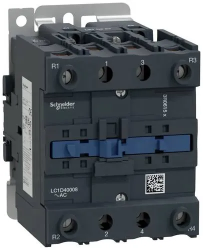 Schneider Electric LC1D40008P7 Leistungsschütz 60A - Leistungsschütz TeSys LC1D, 4-polig mit 2 Schließern und 2 Öffnern, ideal für AC-1 Anwendungen. Hohe Schaltleistung von 60A bei 230V AC, kompakte Bauweise für einfache Installation.