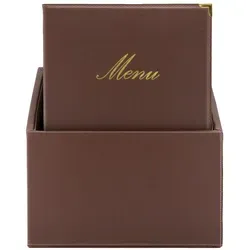 Securit® Classic Menuhalter im Lederstil - 20er-Set für elegante Präsentation - Aufbewahrungsboxen für das Gastgewerbe, handgenäht im Lederdesign, zeigt bis zu 4xA4-Seiten und ist ideal für dynamische Speisekarten.