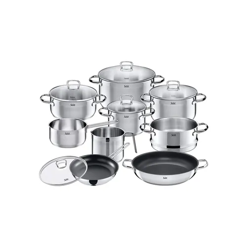 Kochtopfset Toskana aus Edelstahl - 14-teilig, hochwertige Qualität für alle Kochbereiche, backofengeeignet und rostfrei
