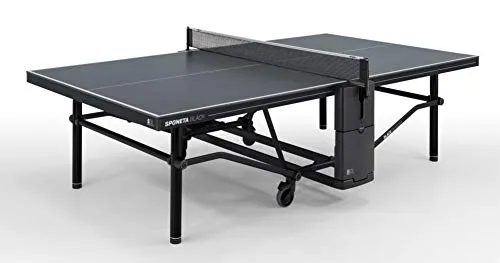 SPONETA SDL Black Outdoor Tischtennisplatte - Hochwertige Outdoor Tischtennisplatte mit 10mm Melaminharzplatte, 10 Jahre Garantie und fast fertig montiert geliefert - ideal für anspruchsvolle Spieler.