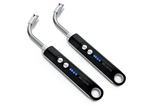 Brandson Feuerzeug Lichtbogen Stabfeuerzeug elektrisch, Kerzenanzünder, USB aufladbar (2-St), 2er Set Kaminanzünder mit Akku für Küche Kerzen Gasherde Grill Kamin
