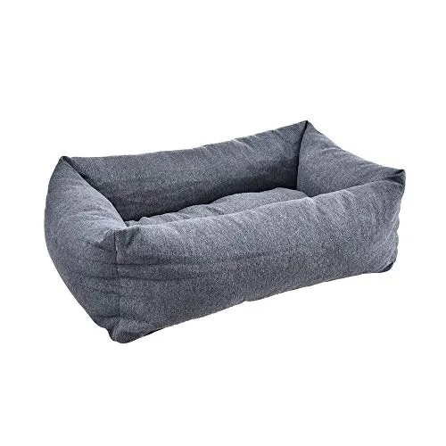 PUCHIKA Hundebett kleine Hunde, Hundebett waschbar, Hundebett Grosse Hunde, Hundekissen mit abnehmbares Kissen, Hundesofa, rutschfest, Memory-Schaumstoff, L x W (60 x 45) cm, Dunkelgrau