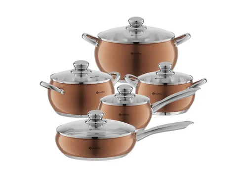 Scheffler Topf-Set 10tlg Edelstahl Topfsets für alle Herdarten, Edelstahl (3,38/2,0/2,8/4,0/6,7 Liter, für alle Herdarten), Induktion, robust und hochwertig