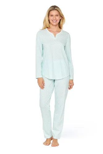Rösch Damen Schlafanzug Baumwolle Punkte Streifen - Schlafanzug für Damen aus 100% Baumwolle in angenehmer Single Jersey Qualität, ideal für komfortable Nächte. Maschinenwaschbar und in Europa hergestellt.