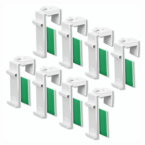 KLEMMFLEX Klemmhalter kurz für Klemmfix Rollo, Doppelrollo, Duo-Rollo, ohne Bohren zum Klemmen und Kleben, 8 Stück, als Zubehör Ersatzteil für die Aufhängung, Befestigung am PVC-Fenster, Tür