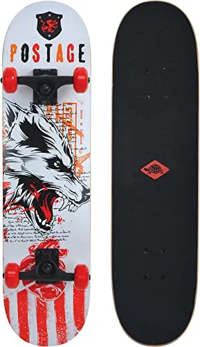 Schildkröt Skateboard Grinder 31 - Wolf Design - Cruiserboard mit hochwertigem 9-fach verleimtem Ahorn-Deck, ideal für Tricks und Fahrkomfort. Leichte Bauweise von nur 2,4kg und maximale Belastbarkeit bis 90kg.