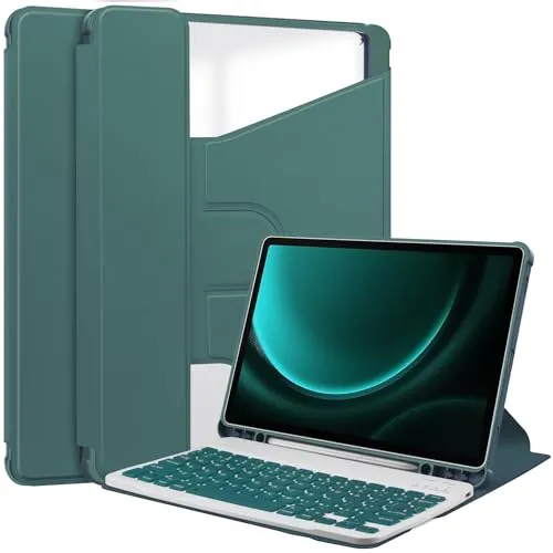 Lobwerk 3in1 Bluetooth Tastatur & Maus Set für Samsung Galaxy Tab S9+ - Praktisches Set mit beleuchteter Bluetooth-Tastatur, Maus und Schutzhülle für das Galaxy Tab S9+ FE. Mit Magnetverschluss und Sleep & Wake-Funktion für optimalen Schutz und Nutzungskomfort.