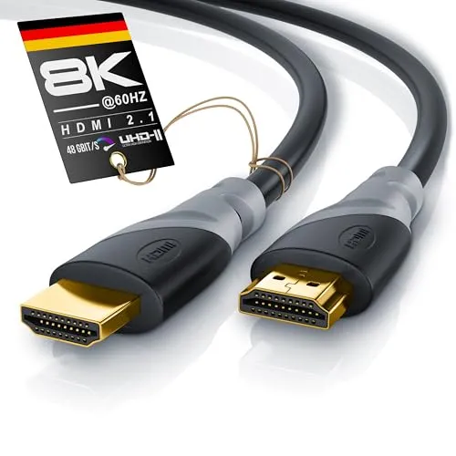 CSL - 8k / 4k HDMI Kabel 2.1/2.0-0,5m - 8K @ 60Hz - 4K @ 120Hz - 48 Gbit/s - 3D - Ultra High Speed mit Ethernet - TV Blu-ray PS5 Xbox Series X Switch - schwarz - 0,5 Meter