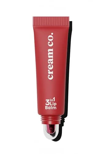 cream co. 3in1 Lippenbalsam mit Hyaluron, Ceramid & Sheabutter, Vegan Tinted Lip Balm für Feuchtigkeitsspendender & Barriere Reparierend, Lippenpflege zum Schutz vor Trockenen Lippen, Erdbeereis