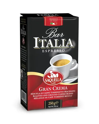 SAQUELLA Gran Crema 250g gemahlen 27,96€/kg - Bar Italia Espresso
