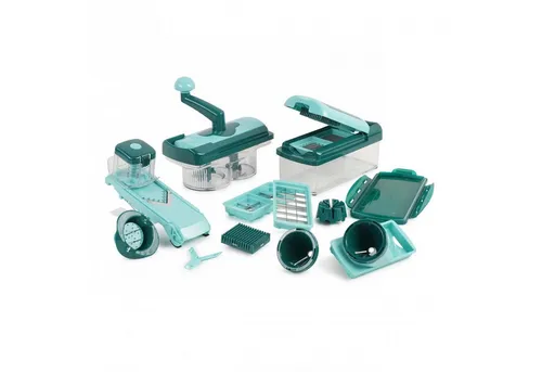 Genius Nicer Dicer Fusion smart 16tlg - Vielseitiger Allesschneider - Schäler & Zerkleinerer mit 16 Teilen, ideal für Gemüse, Obst und Käse. Einfache Handhabung dank Antihaft-Oberfläche und verstellbarem Hobel, spülmaschinenfest und rostresistent.