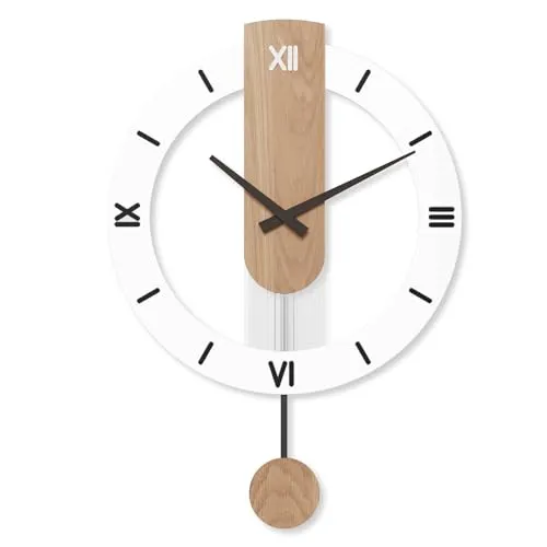 LANMOU Wanduhr Holz mit Pendel, Wanduhr Groß Ohne Tickgeräusche 40 * 55cm mit Roman Numerals, Wanduhren Wohnzimmer Uhr Lautlos, für Wanddekorationen