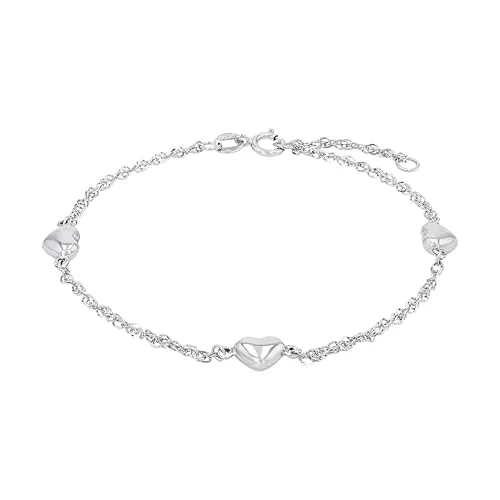 Amor Armband 925 Sterling Silber mit Herz - Armschmuck in Bijouterie, 17+2 cm lang, mit Rhodium Schutzschicht für Hautverträglichkeit – perfekte Geschenkidee für besondere Anlässe.