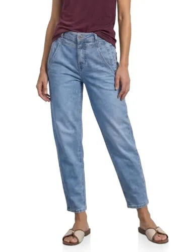 Street One High Waist Barrel Leg Jeans Loose Fit Light Blue Wash 30