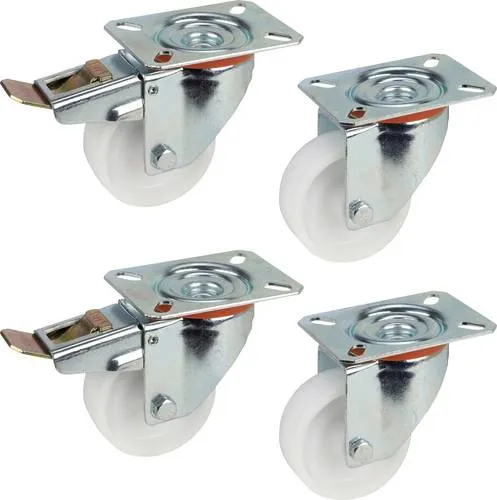Dörner + Helmer 4er Set Transportgeräte-Lenkrollen 80 mm mit Totalfeststellern