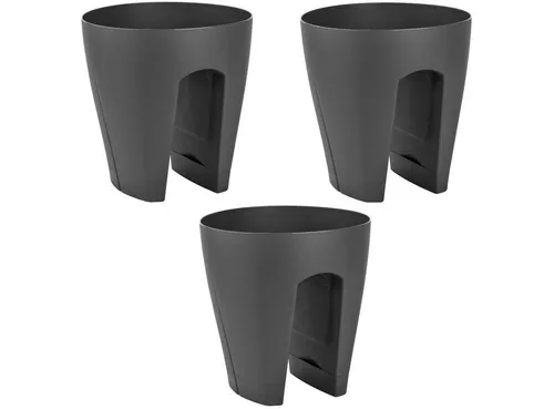 Engelland Blumentopf Geländertopf mit Wasserauffangschalen - 3er Set - Blumentöpfe für Geländer, UV-beständig und frostfest, ideal für Garten und Balkon mit praktischem Wasserauffangsystem.