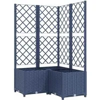 vidaXL Pflanzkübel mit Rankgitter Blaugrau 80x80x136 cm - Garten-Zubehör mit witterungsbeständigem PP-Material, ideal für Balkon und Terrasse. Schaffen Sie grüne Oasen mit Platz für viele Pflanzen und Blumen.