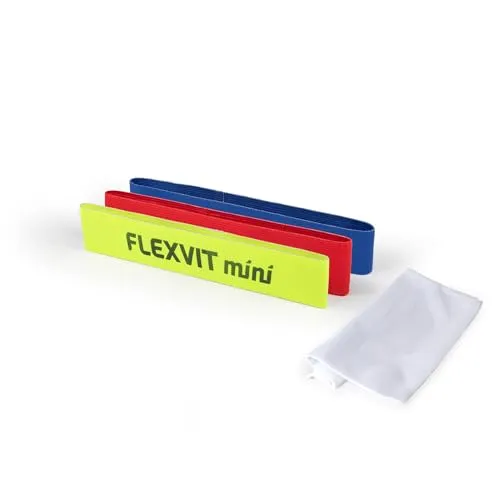 FLEXVIT Mini 3er Set Basic - Kompakte Fitnessbänder für Stabilisation und Aktivierung, Widerstände Leicht bis Mittel, Waschbar und Hautfreundlich