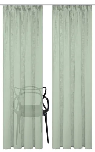 Home Basics Vorhang SOFTY 2er Pack - Halbtransparente Gardinen in Grün - Gardinen aus 100% Polyester im 2er Pack, pflegeleicht und formbeständig. Ideal für eine stilvolle Fensterdekoration mit vielseitigen Aufhängemöglichkeiten.