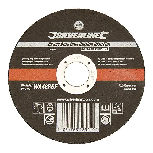 Silverline 276598 Robuste Edelstahltrennscheibe, flach 125 x 1,2 x 22,23 mm