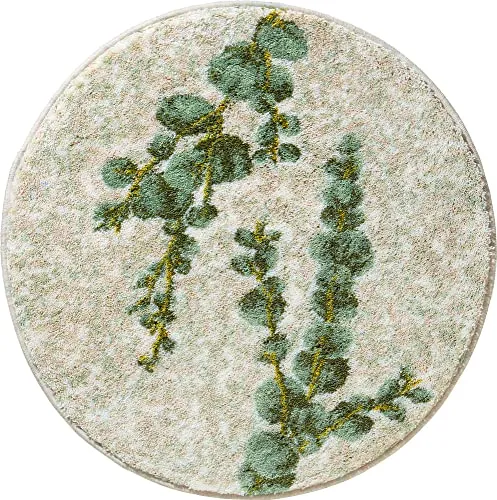 Erwin Müller Badematte Eukalyptus Blätter, rund 80 cm Ø in grün von Erwin Müller