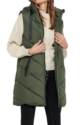 JdY Damen Jdyskylar Padded Hood Waistcoat in grün von JDY
