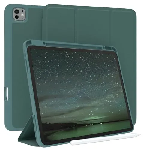 EAZY CASE - Schutzhülle mit Stifthalter für Apple iPad Pro (2024) Case 12,9 Zoll Hülle mit Stifthalterung Tablet Cover Touchpen Smartcase aufstellbar Klappcase Auto Sleep Wake Up Etui Grün