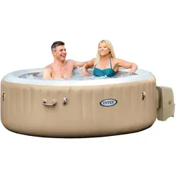 Intex PureSPA Bubble - Aufblasbarer Whirlpool 196x145x71 cm, für bis zu 4 Personen mit Fiber-Tech Konstruktion und wohltuender Massagefunktion