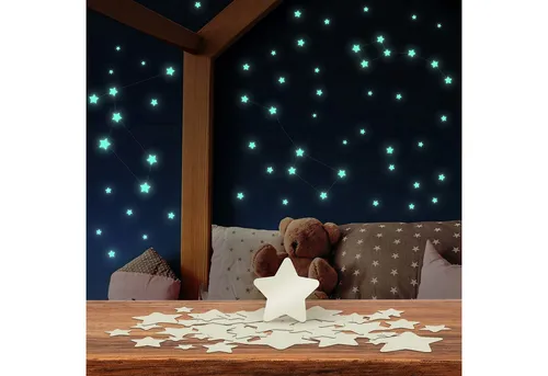 lilimaus Wandsticker Leuchtsterne Kinderzimmer Wandsticker - selbstklebend, lilimaus (1 St), Verwandeln Sie das Kinderzimmer in einen leuchtenden Sternenhimmel.