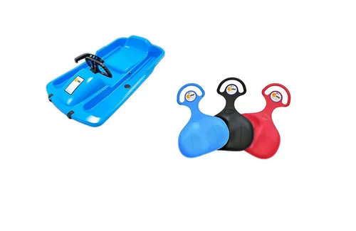 KHW Lenkschlitten Set - Snow Fox inkl. Po-Rutscher, Iceblue - Kinderfahrzeuge: Hochwertiger Lenkschlitten Made in Germany mit robustem Design und sicherem Lenksystem. Inklusive Po-Rutscher für zusätzlichen Spaß im Schnee!