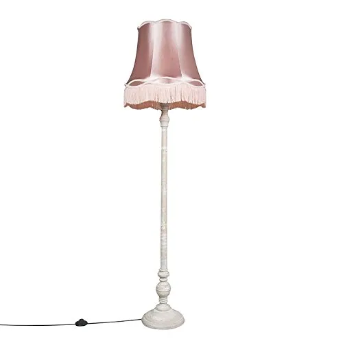 Qazqa Stehlampe Classico – Retro Holzlampe in Rosa in pink von QAZQA