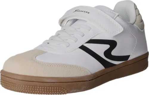 Sneakers Kinder-Jungen-Sneaker-Slipper-Klettschuh Weiß-Schwarz-Beige, Farbe:weiß, EU Größe:35