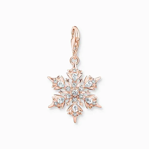 THOMAS SABO Charm Anhänger Schneeflocke - Charm aus 925er Silber mit 750er Roségoldvergoldung und funkelnden weißen Zirkonia-Steinen, ideal für eine elegante Ergänzung Ihres Armbands.