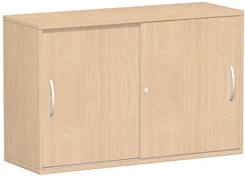 Geramöbel Schiebetürenschrank Flex, abschließbar, 120 cm, buche - Kleiderschrank mit abschließbarem Druckzylinderschloss, ideal für sichere Aufbewahrung. 2 höhenverstellbare Fachböden und formschönes Design in buche.