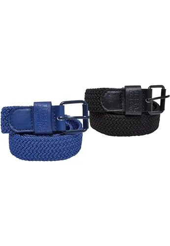 Urban Classics Unisex Gürtel Elastic Belt Set Kids black/spaceblue L/XL - Gürteltaschen für Kinder, flexibles und stylisches Design in Schwarz und Spaceblue, perfekt für Freizeit und Schule.