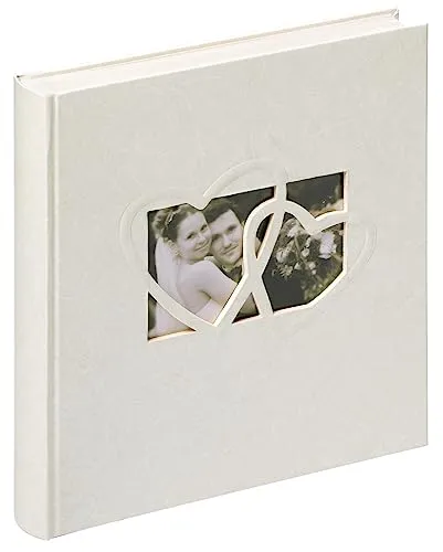 Walther Design Fotoalbum Sweet Heart 28 x 30,5 cm - Hochwertiges Hochzeitsalbum mit Leineneinband, 60 säurefreien Seiten und Ausstanzung für persönliches Foto – ideal für die schönsten Erinnerungen.
