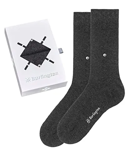 Burlington Herren Socken Basic Uni Gift Box M So Baumwolle einfarbig 2 Paar, Grau Mid Grey 0020, 40-46