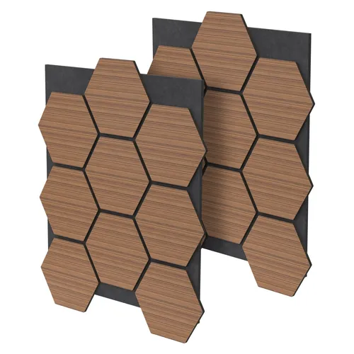 ML-Design Akustikpaneele 2er Set 66x81cm – Hexagon Wandverkleidung Teak - Wand & Decke – Moderne Akustikpaneele mit effektiver Schallreduktion und stilvollem Wabendesign, einfach zu montieren und ideal für jedes Raumkonzept.