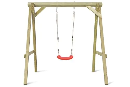 Gartenpirat Premium Kinderschaukel aus Holz - TÜV geprüfte Einzelschaukel für den Garten - Hochwertige Schaukeln für Kinder von 3 bis 14 Jahren, stabil und wetterfest dank kesseldruckimprägniertem Kiefernholz, ideal für langanhaltenden Schaukelspaß im Freien.