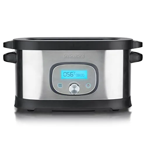 HEINRICHS Sous-Vide Garer - Präzises Garen von 45°C bis 90°C, gesundes Kochen mit mehr Vitaminen und Gelinggarantie für Fleisch, Fisch und Gemüse