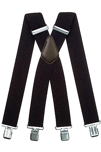 Olata Extra Breite Hosenträger für Herren – 5 cm breit, Robust und Verstellbar mit Stabilen Clips, Ideal für Arbeit und Elegante Outfits. Marineblau (Silber Clips)